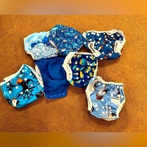 Bundle of 7 Boys Swim Diapers Never Used Button and Elastic Closure Size 12M-3T